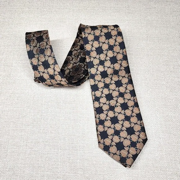Jos. A. Bank Signature Collection Silk Tie - Brown & Black Leaf Pattern 3.5" - Picture 3 of 10